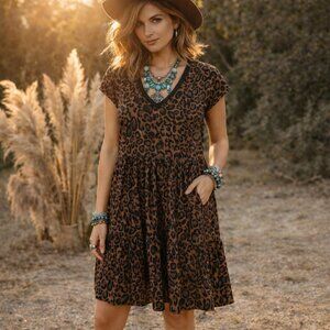 Johnny Was Janie Favorite Tiered Leopard Knit Dress | NWOT | S | Brand New